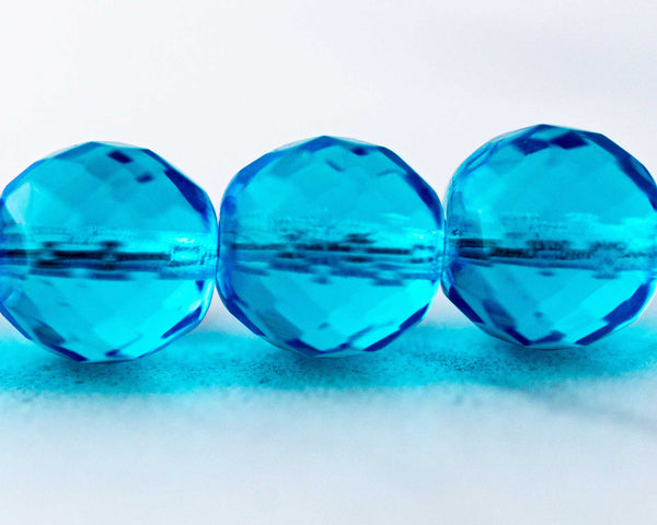 14mm Fire Polished Beads aqua blue color 00EVE810 Sold by EV Emporium Co