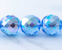 14mm Fire Polished Beads light sapphire blue ab color 00EVE794 Sold by EV Emporium Co