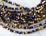 4mm Czech Glass Round Druk Beads Acid Etched Finish California Blue and Gold 0EVE2392 EV Emporium Co