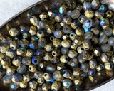 4mm Acid Etched Fire Polished Beads Golden Rainbow  0EVE2585 EV Emporium Co