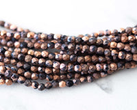 4mm Fire Polished Beads Czech Glass Acid Etched Finish Matte Copper Ore 0EVE2393 EV Emporium Co