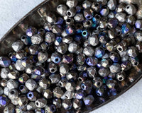 4mm Acid Etched Fire Polished Beads Silver Glittery Argentic Rainbow 0EVE2727 EV Emporium Co