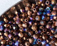 4mm Fire Polished Beads with Acid Etched Finish Metallic Bronze AB Color 0EVE2582 EV Emporium Co