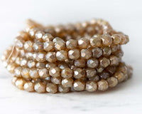 6mm Fire Polished Beads Champagne with Heavy Silver Picasso Finish 0EVE2310 Sold by EV Emporium Co