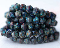 8mm English Cut Czech Glass Beads in Dark Blue Picasso. 0EVE1781 Sold by EV Emporium Co