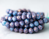 English Cut Czech glass beads for beadwork and crafts. 8mm sized beads in Blue Purple Luster color. 0EVE1790 Sold by EV Emporium Co