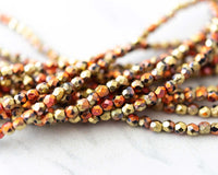 Acid Etched Beads 4mm Fire Polished Special Finish California Gold 0EVE2390 EV Emporium Co