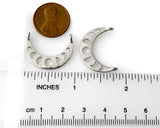 Moon Phase Silver Focal Pendant Connector Bib Style 2-Hole Openings Crescent Moon - 10 Pieces