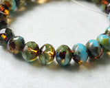 5x7mm Rondelle Beads Sky Blue Tea Green and Honey Yellow Picasso Beads Czech Fire Polished Glass Beads 0EVE1508