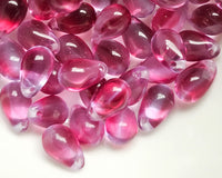 6x9mm Side Drilled Teardrops Lilac and Rosewater Czech Glass Smooth Pressed Glass Drop Bead 0EVE2717