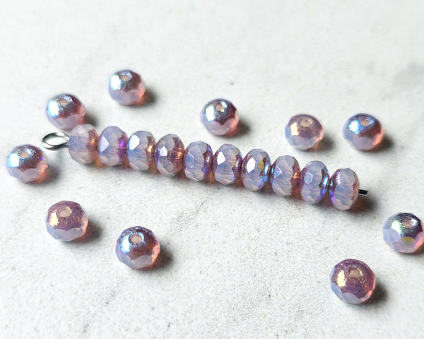 3x5mm Rondelle Beads Pale Thistle Purple Rainbow Glass Fire Polished Spacer Beads 0EVE1728