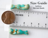 Mermaid Focal Beads Ivory with Gold Wash - Set of 6 - Large Czech Pressed Glass Beads 0EVE2278