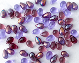 6x9mm Side Drilled Teardrop Mixed Lot Purple Petal Party Czech Glass Smooth Pressed Glass Drop Bead 0EVEML23