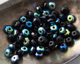 3x5mm Rondelle Beads Jet Black AB Czech Glass Fire Polished Spacer Beads 0EVE2043