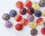 14mm Dahlia Flower Large Coin Beads Flower Garden Mixed Colors Purple Pink Pressed Czech Glass Focal Beads Bulk Buy Option 0EVEML25