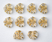 Maple Leaf Beads Clear with Gold Inlay 11x13mm Center Drilled Czech Glass Beads 0EVE1406