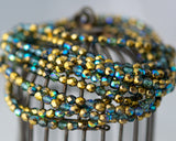 4mm Fire Polished Beads Gold Luster and Aqua Blue Green AB Finish Czech Glass Faceted Round Beads - 50 Beads 0EVE1785