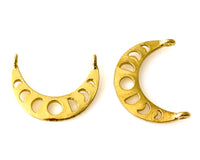 Moon Phase Gold Plated Focal Pendant Connector Bib Style 2-Hole Openings Crescent Moon - 10 Pieces