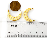 Moon Phase Gold Plated Focal Pendant Connector Bib Style 2-Hole Openings Crescent Moon - 10 Pieces