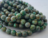 8mm Druk Beads Opaque Green Picasso Beads Czech Glass Round Beads 0EVE1713