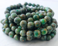 8mm Druk Beads Opaque Green Picasso Beads Czech Glass Round Beads 0EVE1713