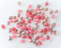 6x9mm Side Drilled Teardrops Mixed Lot "Pink Perfection" Pink Glass Smooth Pressed Glass Drop Bead Buy Bulk 0EVEML22