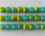 6mm Druk Aqua Seafoam and Lime Green Round Beads 0EVE2711