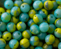 6mm Druk Aqua Seafoam and Lime Green Round Beads 0EVE2711