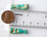 Mermaid Focal Beads Turquoise with Gold Wash - Set of 6 - Large Czech Pressed Glass Beads 0EVE2276