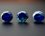 12mm Sapphire and Teal Blue with Picasso Finish Table Cut Coin Bead INVA-XX12TCCB-BXP