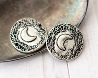 Moon Bracelet Connectors Silver 2 Hole Round Crescent Moon and Trees Boho Jewelry Connectors Findings IESE-ZZZ22CR-ASM-4