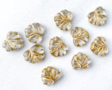 Maple Leaf Beads Clear with Gold Inlay 11x13mm Center Drilled Czech Glass Beads 0EVE1406