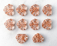 Maple Leaf Beads Clear with Rose Gold Inlay 11x13mm Center Drilled Czech Glass Beads 0EVE1407