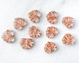 Maple Leaf Beads Clear with Rose Gold Inlay 11x13mm Center Drilled Czech Glass Beads 0EVE1407