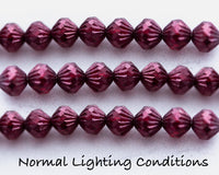 9mm Fluted Bicone Beads Metallic Purple / Garnet Red Luster Czech Glass Beads 0EVE1426