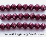 9mm Fluted Bicone Beads Metallic Purple / Garnet Red Luster Czech Glass Beads 0EVE1426