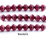 9mm Fluted Bicone Beads Metallic Purple / Garnet Red Luster Czech Glass Beads 0EVE1426