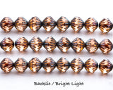 9mm Fluted Bicone Beads Peach Picasso Czech Glass Beads 0EVE1423