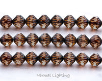 9mm Fluted Bicone Beads Peach Picasso Czech Glass Beads 0EVE1423