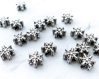 14mm Snowflake Beads Large Hole Antique Silver Metal Spacer Beads Large Spacer Christmas Jewelry Christmas Crafts - 10 Beads 0EVE1352