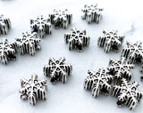 14mm Snowflake Beads Large Hole Antique Silver Metal Spacer Beads Large Spacer Christmas Jewelry Christmas Crafts - 10 Beads 0EVE1352