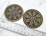 Antique Bronze Filigree Metal Stampings Large Round Wraps Circle Sun Shape Flexible Craft Embellishments 00EVE516