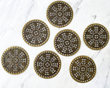 Antique Bronze Filigree Metal Stampings Large Round Wraps Circle Sun Shape Flexible Craft Embellishments 00EVE516