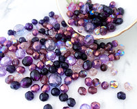 "Purple Paradise" Mixed Lot Purple Czech Fire Polished Glass Beads 6mm 8mm 10mm Mix Bead Soup Beading Supplies Bulk Buy Option 0EVEML21