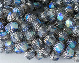 8mm Crystal Clear AB Crown Cathedral Beads Fire Polished Czech Glass 0EVE1487