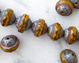 Saturn Beads / Orbit Beads 8x10mm Czech Glass Dandelion Yellow with Picasso Finish 0EVE1443