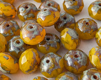 6x8mm Rondelle Beads Yellow Squash with Brown Picasso Finish Czech Glass Fire Polished Beads 0EVE1419