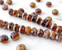 6x8mm Rondelle Beads Coffee with Cream and Lavender Hues Czech Glass Fire Polished Beads 0EVE1415