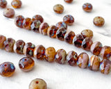 6x8mm Rondelle Beads Coffee with Cream and Lavender Hues Czech Glass Fire Polished Beads 0EVE1415