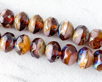 6x8mm Rondelle Beads Coffee with Cream and Lavender Hues Czech Glass Fire Polished Beads 0EVE1415